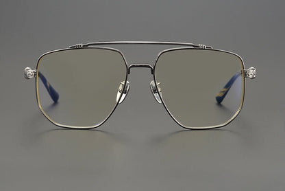 Limited Edition Chrome Hearts Style Aviator Glasses – Oversized Full Frame Double Bridge Eyewear with Vintage Engraved Details CH8077 - HP eyeglasses