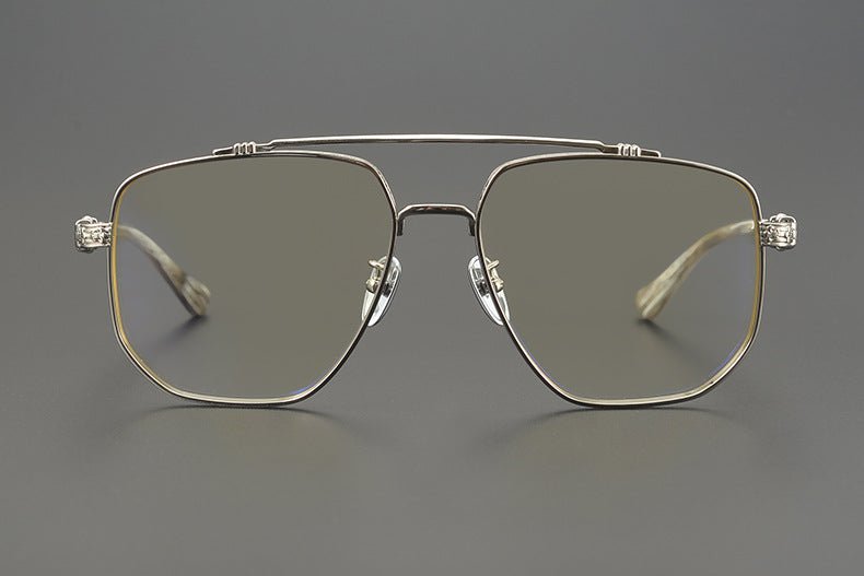 Limited Edition Chrome Hearts Style Aviator Glasses – Oversized Full Frame Double Bridge Eyewear with Vintage Engraved Details CH8077 - HP eyeglasses