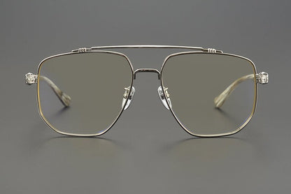 Limited Edition Chrome Hearts Style Aviator Glasses – Oversized Full Frame Double Bridge Eyewear with Vintage Engraved Details CH8077 - HP eyeglasses