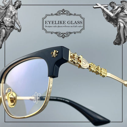 Limited Edition Handcrafted Browline Eyeglass Frame | Gothic Carved Acetate – CH8224 - HP eyeglasses