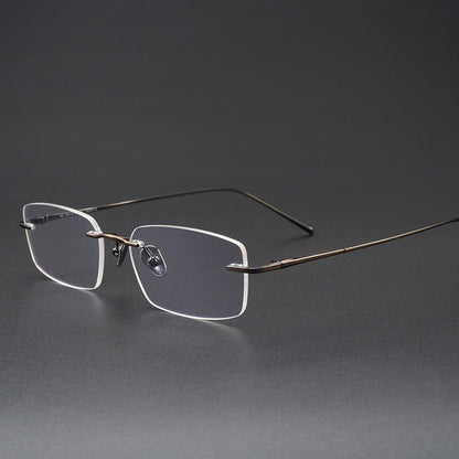 Low-Profile Rimless Glasses | Ultra-Light Pure Titanium Gold Prescription Frame for Men & Women 52021 - HP eyeglasses