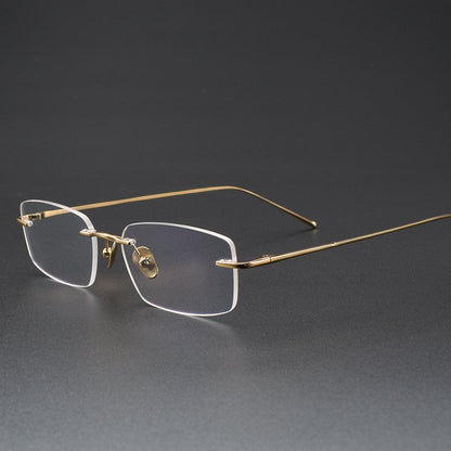 Low-Profile Rimless Glasses | Ultra-Light Pure Titanium Gold Prescription Frame for Men & Women 52021 - HP eyeglasses