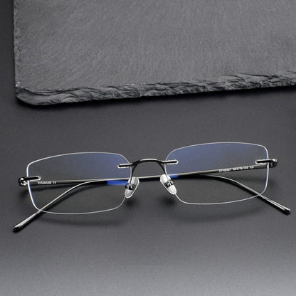 Low-Profile Rimless Glasses | Ultra-Light Pure Titanium Gold Prescription Frame for Men & Women 52021 - HP eyeglasses