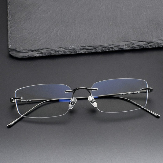 Low-Profile Rimless Glasses | Ultra-Light Pure Titanium Gold Prescription Frame for Men & Women 52021 - HP eyeglasses