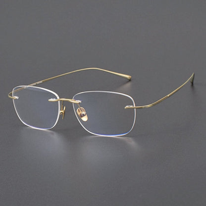 Luxury Pure Titanium Rimless Glasses | Screwless Ultra-Light Gold Optical Frame for Men & Women XW1817 - HP eyeglasses