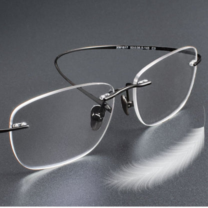 Luxury Pure Titanium Rimless Glasses | Screwless Ultra-Light Gold Optical Frame for Men & Women XW1817 - HP eyeglasses