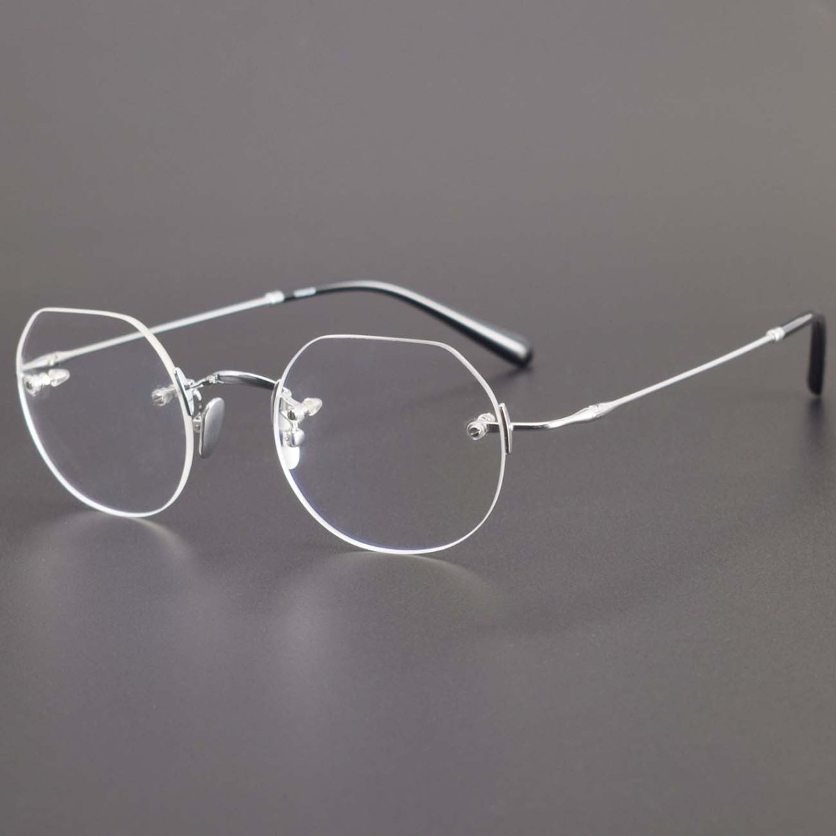 Luxury Rimless Polygon Glasses with Pure Titanium Frame | Designer Optical Eyeglasses ZY008 - HP eyeglasses