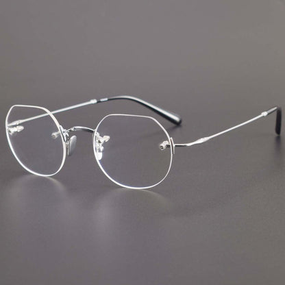 Luxury Rimless Polygon Glasses with Pure Titanium Frame | Designer Optical Eyeglasses ZY008 - HP eyeglasses