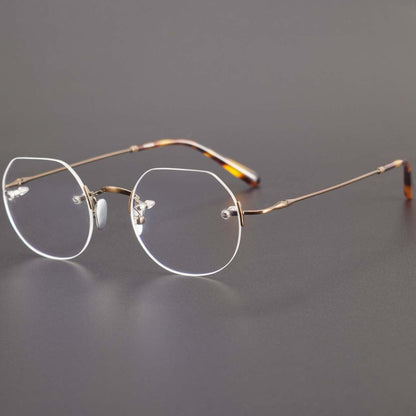 Luxury Rimless Polygon Glasses with Pure Titanium Frame | Designer Optical Eyeglasses ZY008 - HP eyeglasses