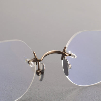 Luxury Rimless Polygon Glasses with Pure Titanium Frame | Designer Optical Eyeglasses ZY008 - HP eyeglasses