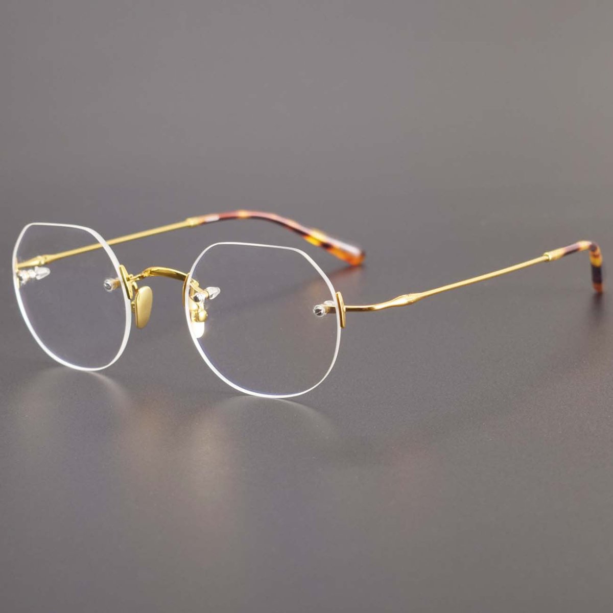 Luxury Rimless Polygon Glasses with Pure Titanium Frame | Designer Optical Eyeglasses ZY008 - HP eyeglasses