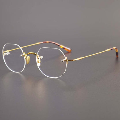 Luxury Rimless Polygon Glasses with Pure Titanium Frame | Designer Optical Eyeglasses ZY008 - HP eyeglasses