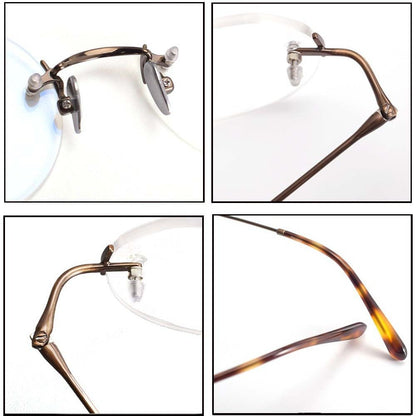 Luxury Rimless Polygon Glasses with Pure Titanium Frame | Designer Optical Eyeglasses ZY008 - HP eyeglasses