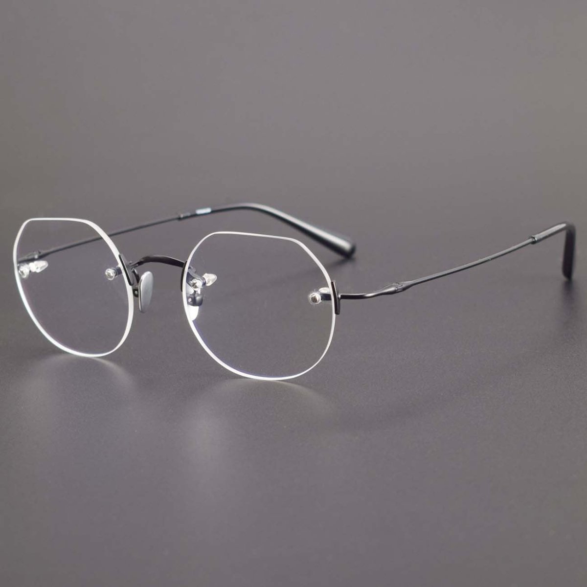 Luxury Rimless Polygon Glasses with Pure Titanium Frame | Designer Optical Eyeglasses ZY008 - HP eyeglasses