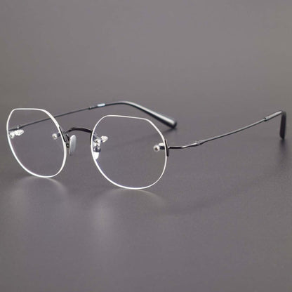 Luxury Rimless Polygon Glasses with Pure Titanium Frame | Designer Optical Eyeglasses ZY008 - HP eyeglasses