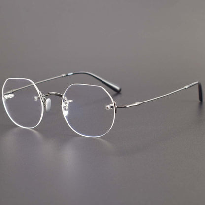 Luxury Rimless Polygon Glasses with Pure Titanium Frame | Designer Optical Eyeglasses ZY008 - HP eyeglasses