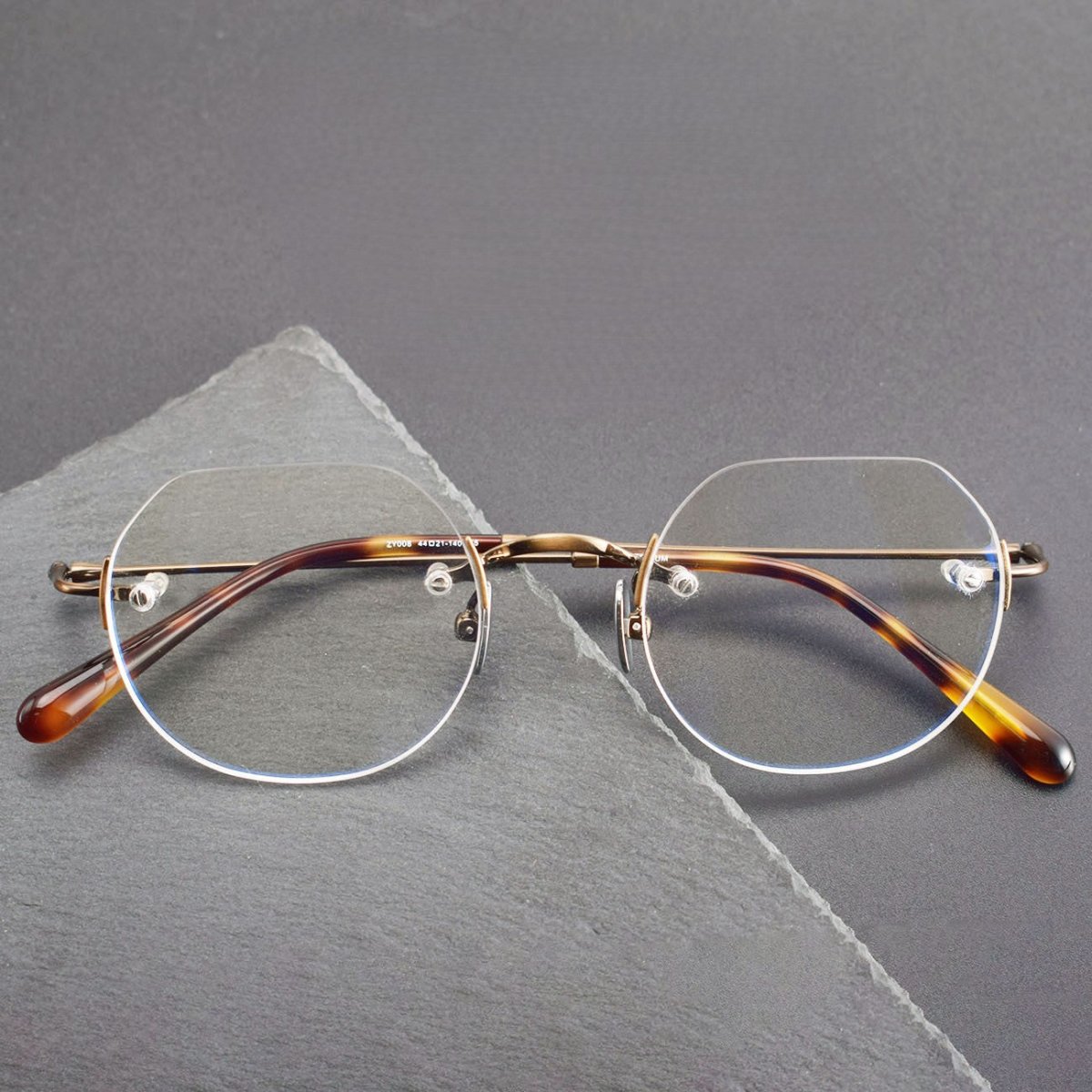 Luxury Rimless Polygon Glasses with Pure Titanium Frame | Designer Optical Eyeglasses ZY008 - HP eyeglasses