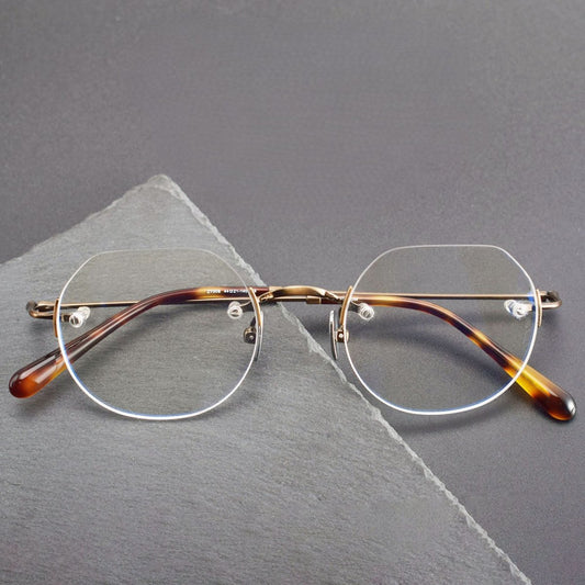 Luxury Rimless Polygon Glasses with Pure Titanium Frame | Designer Optical Eyeglasses ZY008 - HP eyeglasses