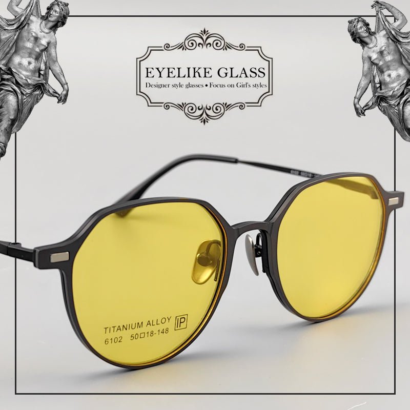 Magnetic Round Glasses for Men & Women – Full Frame Eyeglasses with Magnetic Clip - On Sunglasses | Prescription Ready, Ultra - Light Design - HP eyeglasses