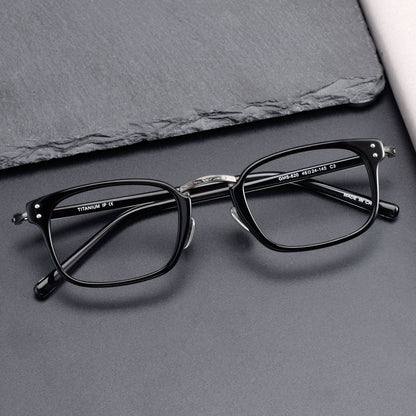 MASUNAGA Inspired GMS - 820 Acetate Glasses – Small Square Full Frame (46mm) - HP eyeglasses