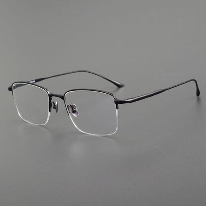 MIES Titanium Semi - Rimless Glasses – Ultra - Light Gold Frame for Men & Women - HP eyeglasses