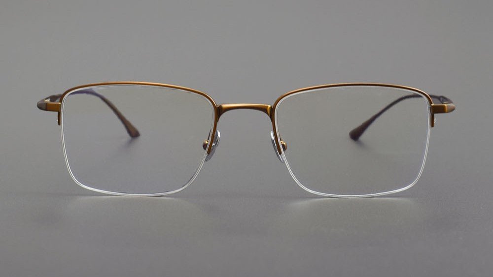 MIES Titanium Semi - Rimless Glasses – Ultra - Light Gold Frame for Men & Women - HP eyeglasses