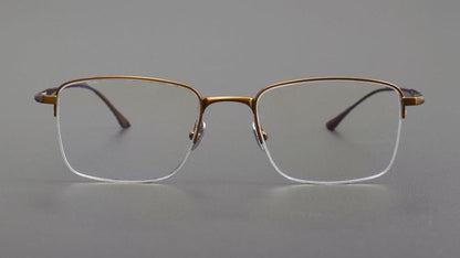 MIES Titanium Semi - Rimless Glasses – Ultra - Light Gold Frame for Men & Women - HP eyeglasses