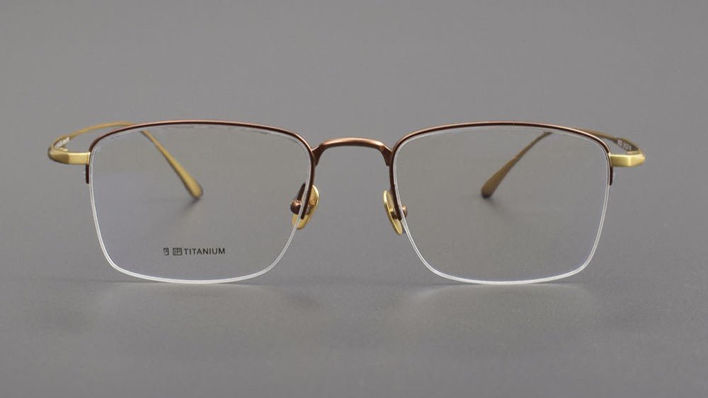 MIES Titanium Semi - Rimless Glasses – Ultra - Light Gold Frame for Men & Women - HP eyeglasses