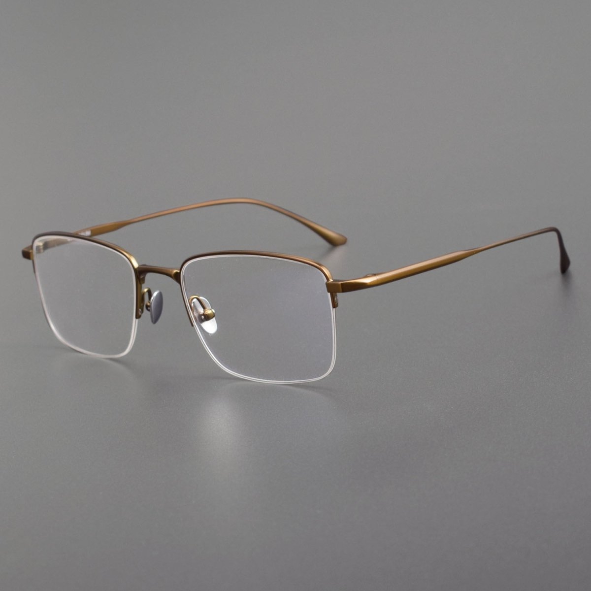 MIES Titanium Semi - Rimless Glasses – Ultra - Light Gold Frame for Men & Women - HP eyeglasses