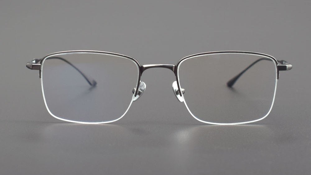 MIES Titanium Semi - Rimless Glasses – Ultra - Light Gold Frame for Men & Women - HP eyeglasses