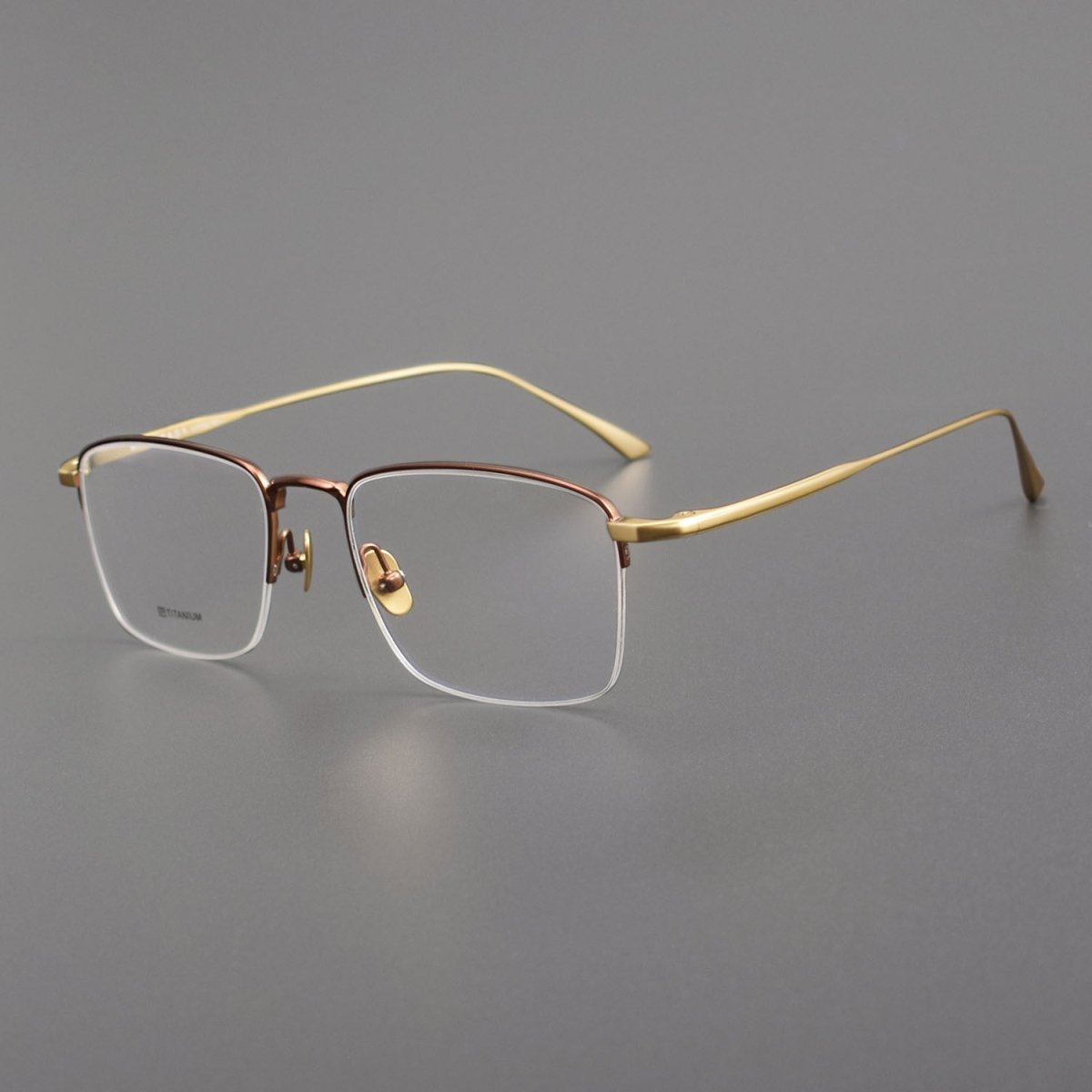 MIES Titanium Semi - Rimless Glasses – Ultra - Light Gold Frame for Men & Women - HP eyeglasses