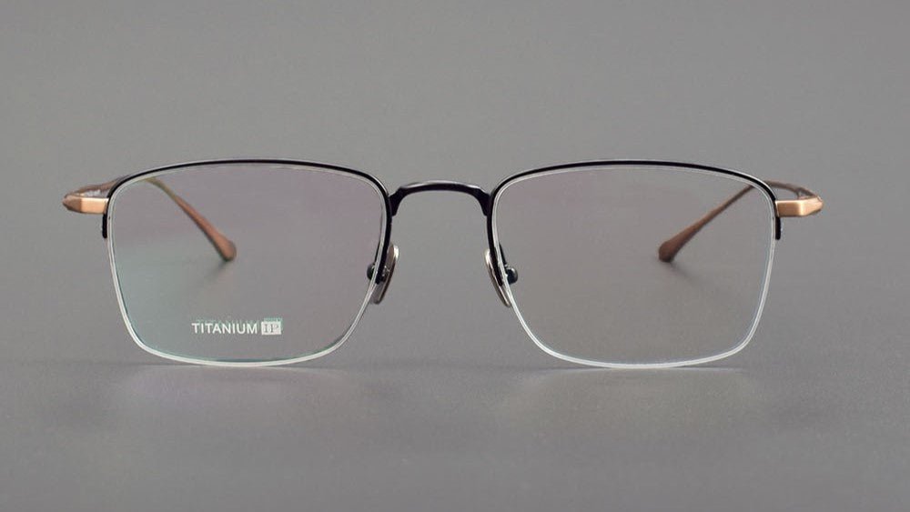 MIES Titanium Semi - Rimless Glasses – Ultra - Light Gold Frame for Men & Women - HP eyeglasses
