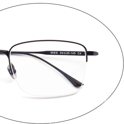 MIES Titanium Semi - Rimless Glasses – Ultra - Light Gold Frame for Men & Women - HP eyeglasses