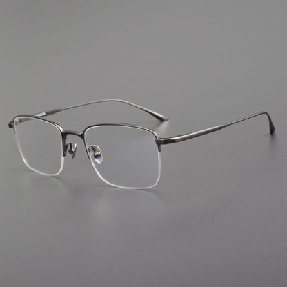 MIES Titanium Semi - Rimless Glasses – Ultra - Light Gold Frame for Men & Women - HP eyeglasses