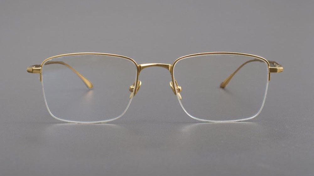 MIES Titanium Semi - Rimless Glasses – Ultra - Light Gold Frame for Men & Women - HP eyeglasses