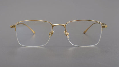 MIES Titanium Semi - Rimless Glasses – Ultra - Light Gold Frame for Men & Women - HP eyeglasses