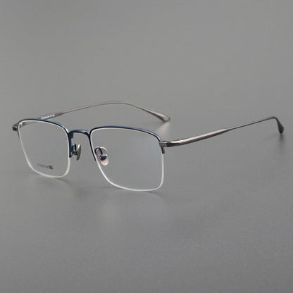 MIES Titanium Semi - Rimless Glasses – Ultra - Light Gold Frame for Men & Women - HP eyeglasses