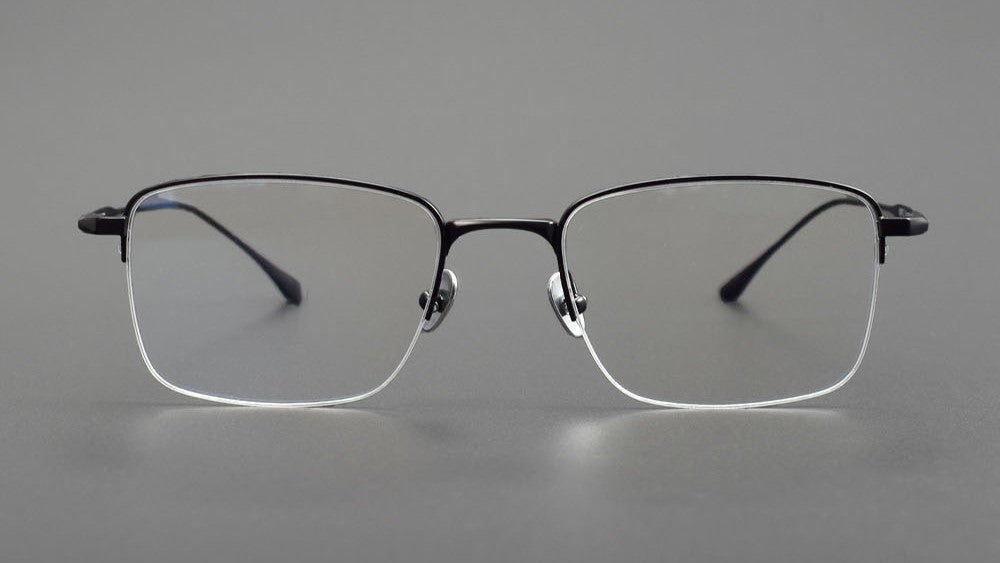 MIES Titanium Semi - Rimless Glasses – Ultra - Light Gold Frame for Men & Women - HP eyeglasses