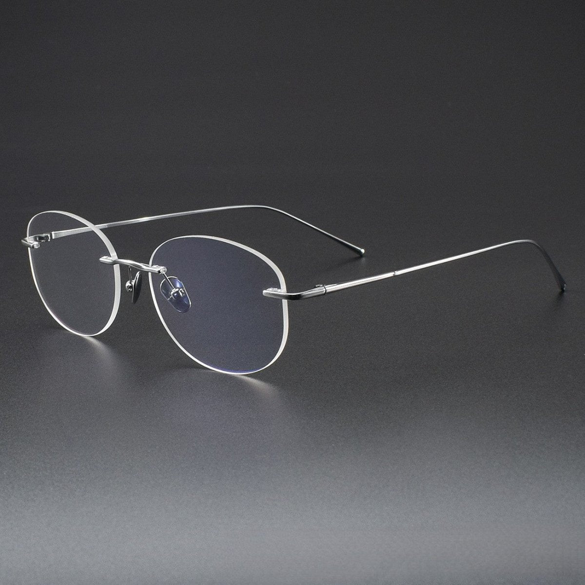Minimalist Oval Rimless Glasses | Ultra-Light Pure Titanium Silver Optical Frame for Men & Women 52024 - HP eyeglasses