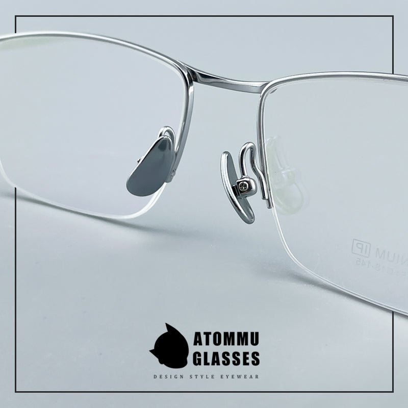 Minimalist Titanium Semi - Rimless Glasses – Lightweight Square Frame - EO - 9019 - HP eyeglasses