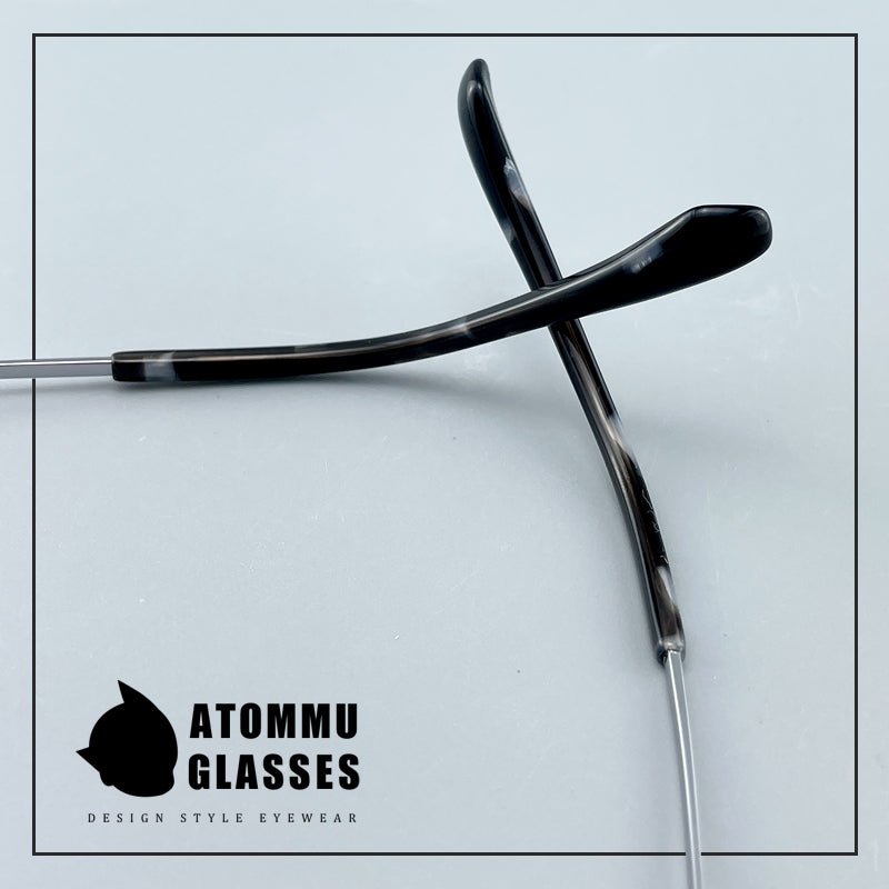 Minimalist Titanium Semi - Rimless Glasses – Lightweight Square Frame - EO - 9019 - HP eyeglasses