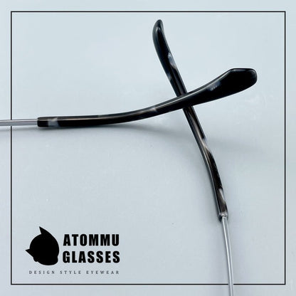Minimalist Titanium Semi - Rimless Glasses – Lightweight Square Frame - EO - 9019 - HP eyeglasses