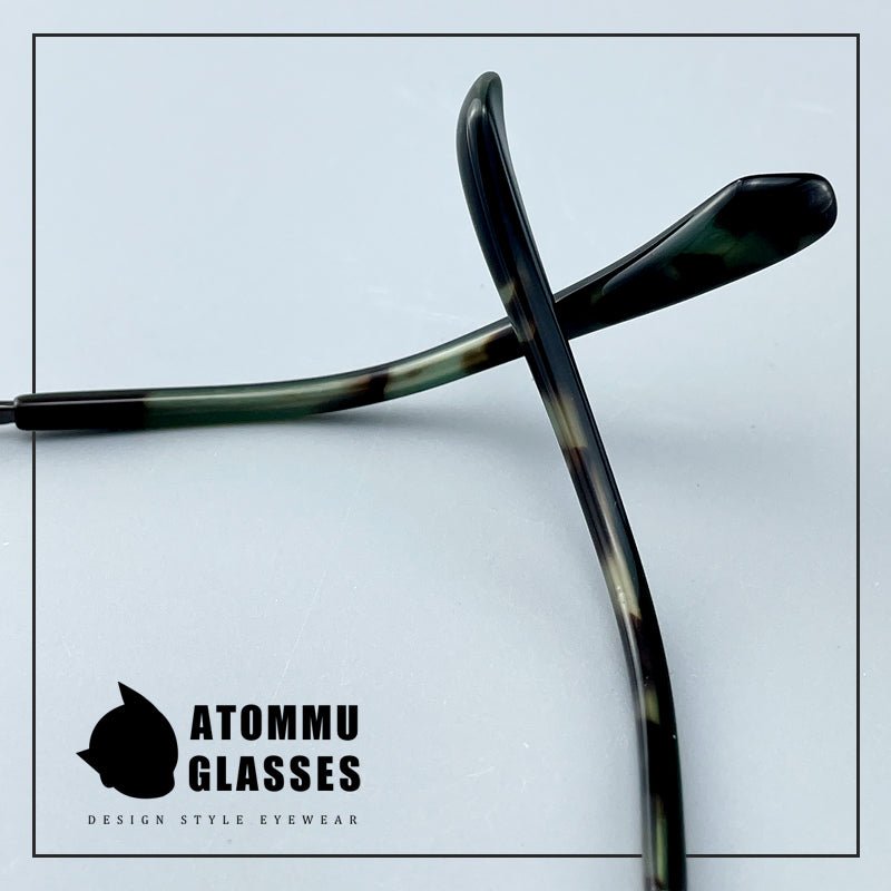 Minimalist Titanium Semi - Rimless Glasses – Lightweight Square Frame - EO - 9019 - HP eyeglasses
