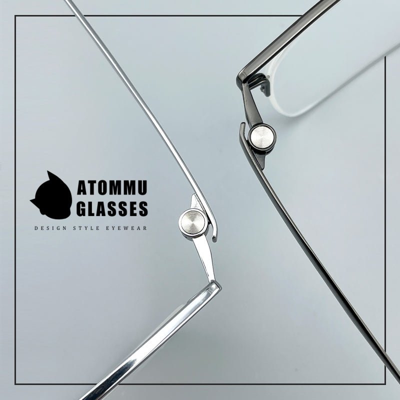 Minimalist Titanium Semi - Rimless Glasses – Lightweight Square Frame - EO - 9019 - HP eyeglasses