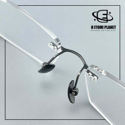Pure Titanium Rimless Glasses for Men & Women | Ultra-Light Business Prescription Eyeglasses EO-6001