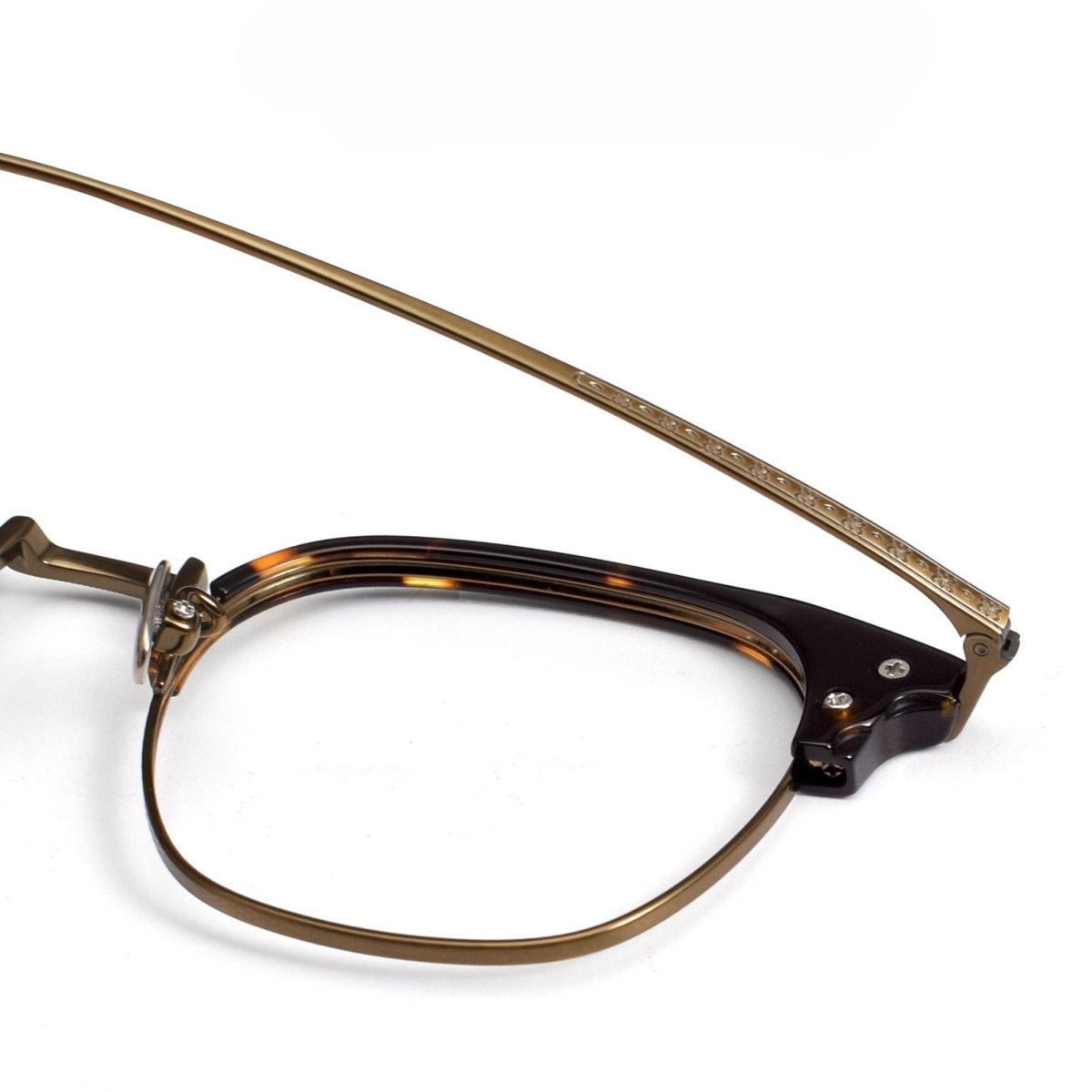 Naito Kumahachi Inspired Pure Titanium Browline Glasses with Acetate Top Frame – Vintage Retro Eyewear N028 - HP eyeglasses