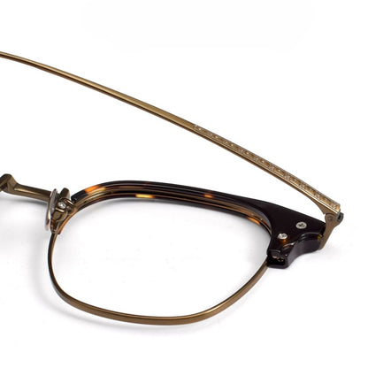 Naito Kumahachi Inspired Pure Titanium Browline Glasses with Acetate Top Frame – Vintage Retro Eyewear N028 - HP eyeglasses