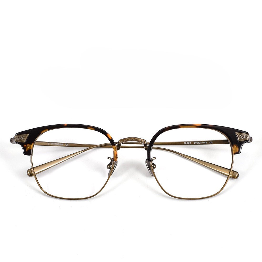 Naito Kumahachi Inspired Pure Titanium Browline Glasses with Acetate Top Frame – Vintage Retro Eyewear N028 - HP eyeglasses