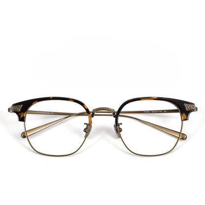 Naito Kumahachi Inspired Pure Titanium Browline Glasses with Acetate Top Frame – Vintage Retro Eyewear N028 - HP eyeglasses