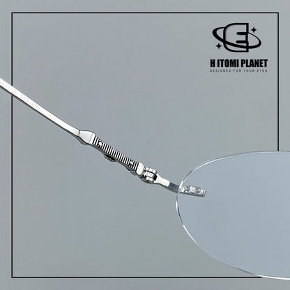 Old Money Style Pure Titanium Oval Rimless Glasses | Designer Minimalist Optical Frame for Prescription & Photochromic Lenses EO-890 - HP eyeglasses
